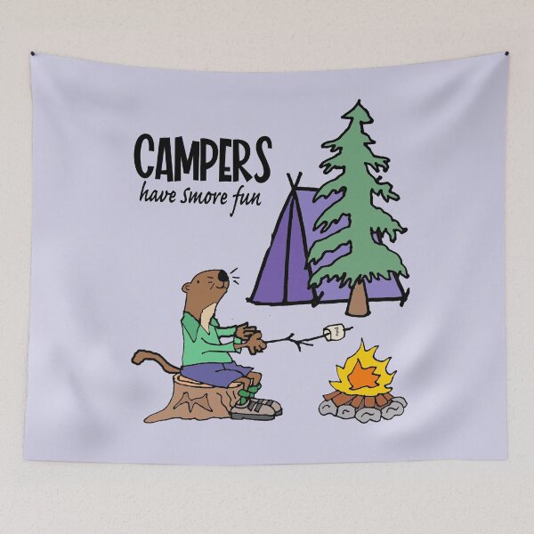 Item preview, Funny Sea Otter Camping Cartoon designed and sold by Nature's Fancy.