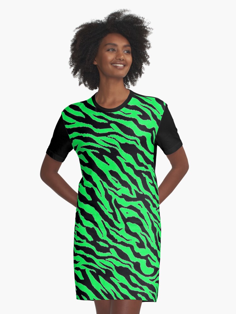 green zebra shirt dress