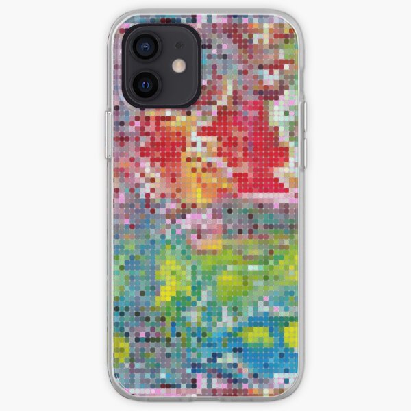 Pixelated Pattern from Acrylic Pouring Technique Painting - Colorful & Abstract iPhone Soft Case