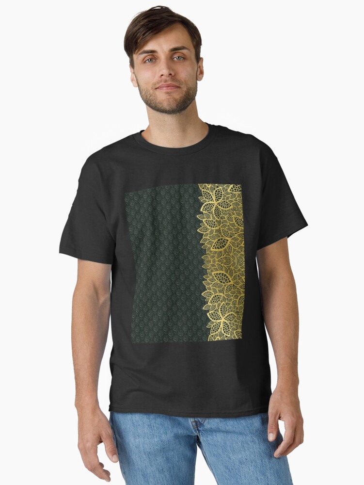 Thumbnail 2 of 7, Classic T-Shirt, Golden Leaf - Black designed and sold by VkCases.