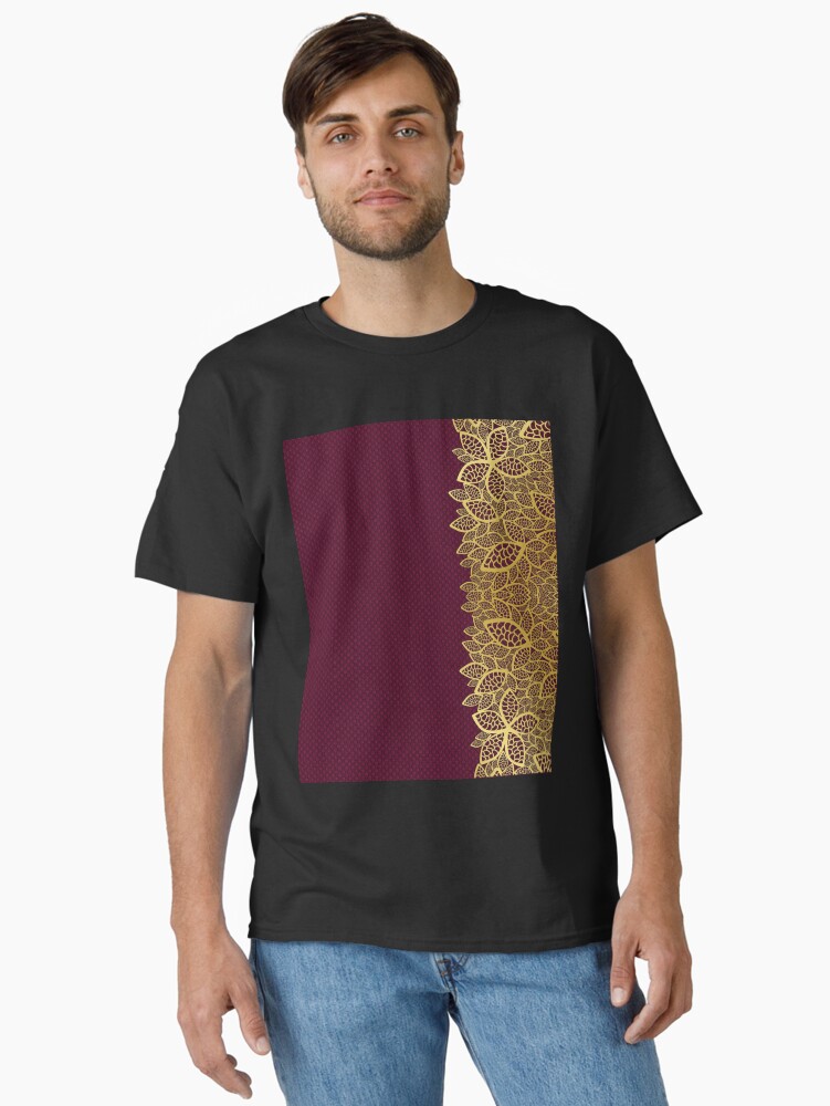 Thumbnail 1 of 7, Classic T-Shirt, Golden Leaf - Red 2 designed and sold by VkCases.