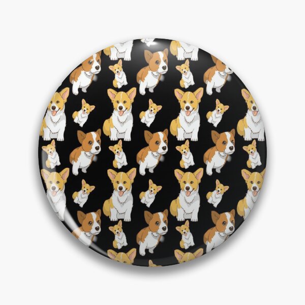 Item preview, Cute corgi seamless pattern black background designed and sold by docferds.