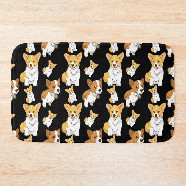 Item preview, Cute corgi seamless pattern black background designed and sold by docferds.