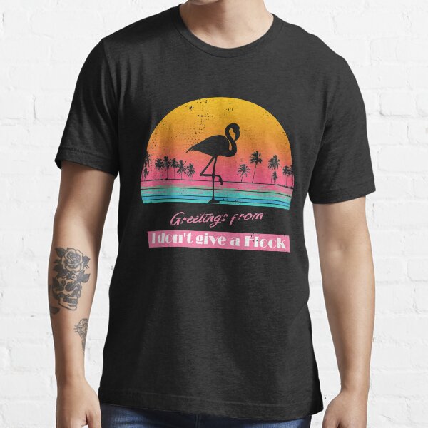 Flamingo 80s Vaporwave Retro Ocean Sunset Essential T-Shirt
