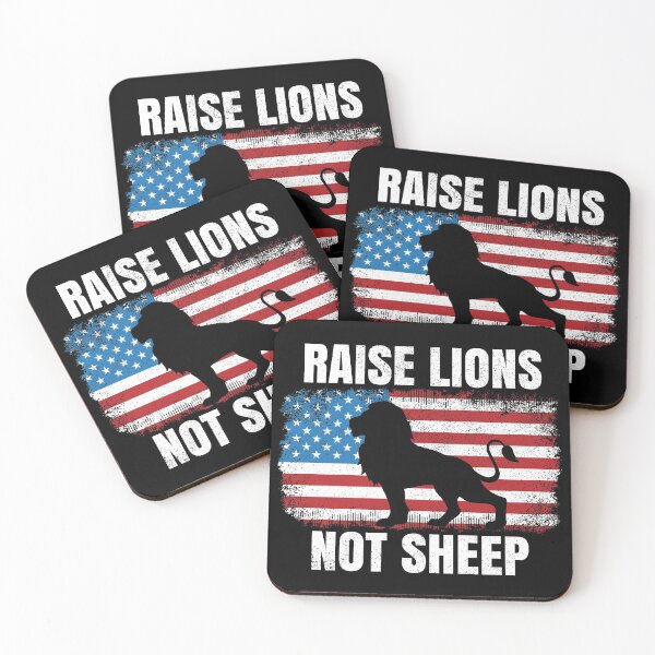 Item preview, Raise Lions Not Sheep Distressed Patriotic American Flag Leadership designed and sold by TexasMerch.