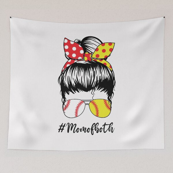 Item preview, Mom of Both Softball Baseball Funny Mom Messy Bun with Sunglasses Mothers Day designed and sold by clothesy7.