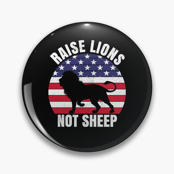 Item preview, Raise Lions Not Sheep Retro Distressed Patriotic American Flag Leadership designed and sold by TexasMerch.