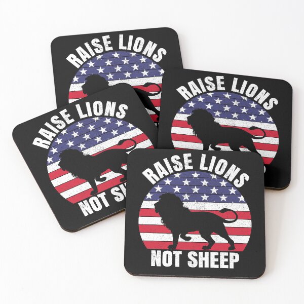 Item preview, Raise Lions Not Sheep Retro Distressed Patriotic American Flag Leadership designed and sold by TexasMerch.