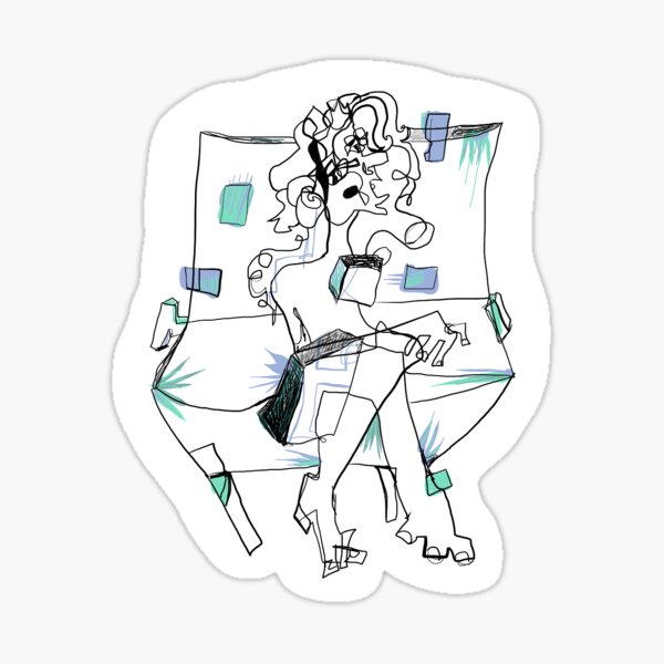woman in a chair sticker Sticker
