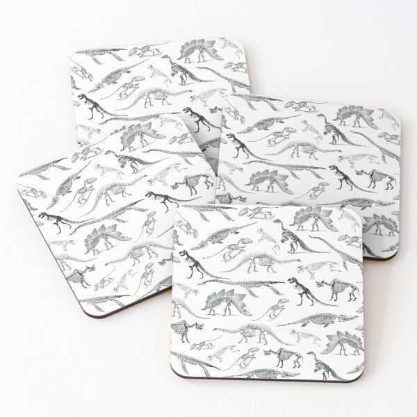 Item preview, Black and white dinosaur skeleton fossils pattern designed and sold by CynthiaGraphics.