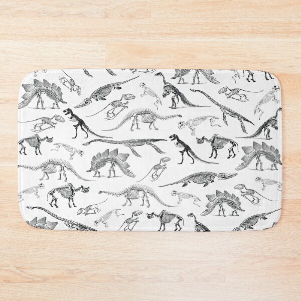 Item preview, Black and white dinosaur skeleton fossils pattern designed and sold by CynthiaGraphics.