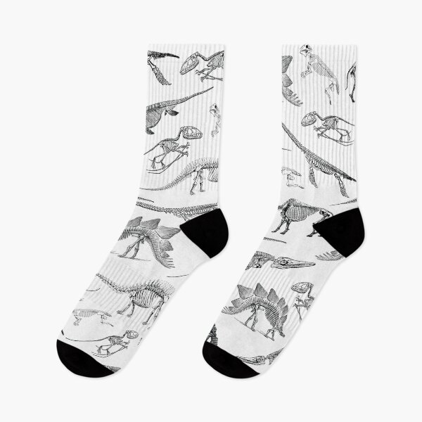 Item preview, Black and white dinosaur skeleton fossils pattern designed and sold by CynthiaGraphics.