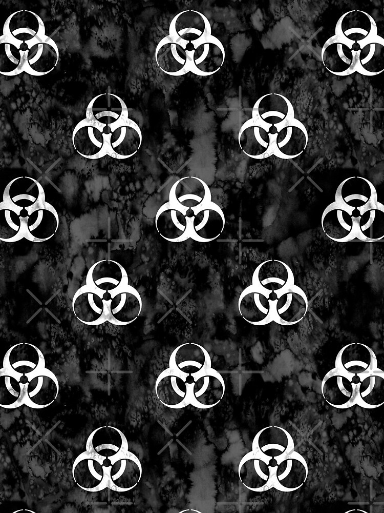 Thumbnail 3 of 3, Drawstring Bag, Grungy Biohazard White on Black designed and sold by Paisley Yazel.