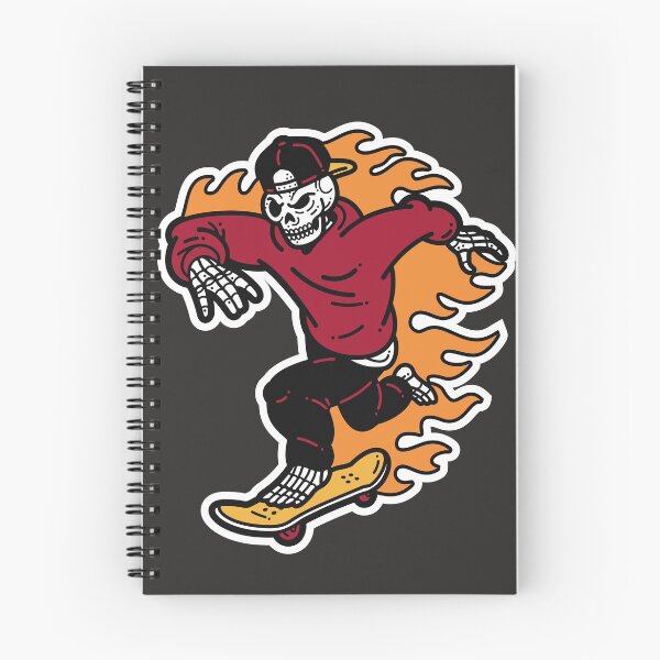 Item preview, Flaming Skeleton Skater Illustration designed and sold by SLAG-Creative.