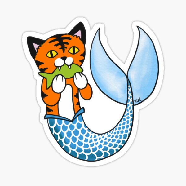 Purr-maid with Fish Sticker