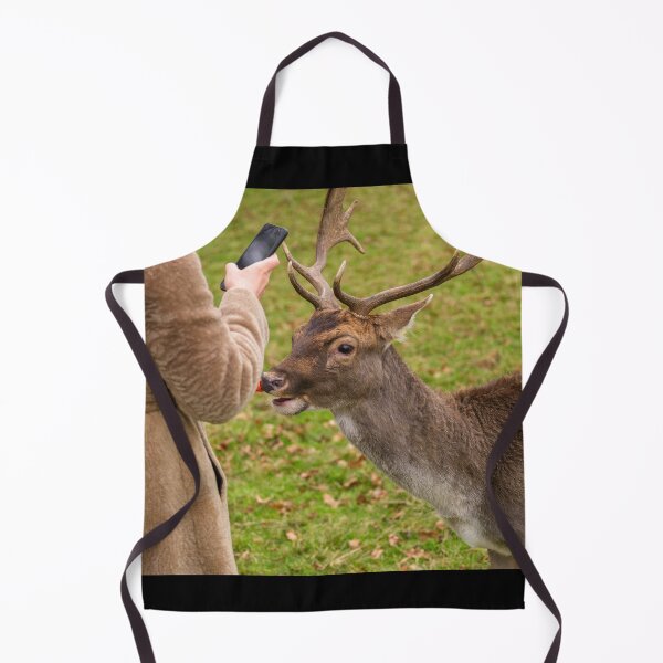 Item preview, A woman is photographing a portrait of a friendly deer in Phoenix Park, Dublin, Ireland designed and sold by AlbertMi.