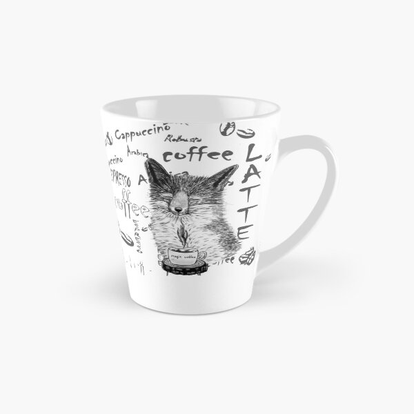 Item preview, Black and white fox enjoying coffee designed and sold by LiskaPS.