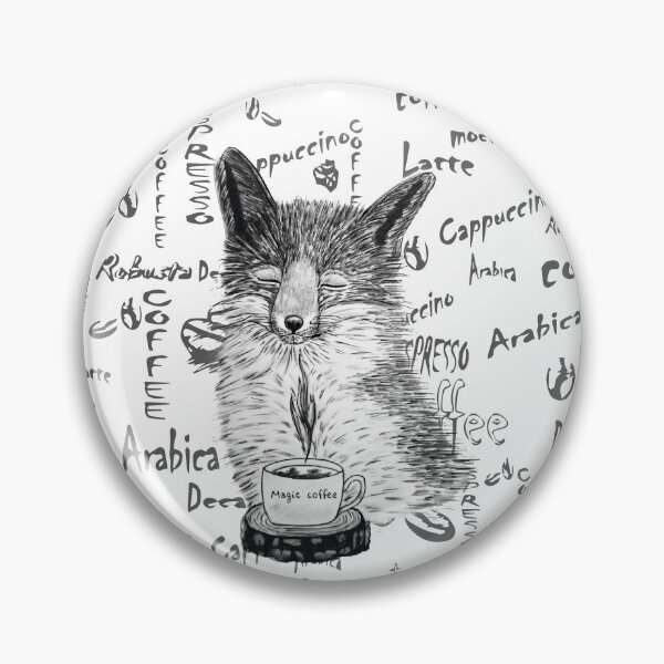 Item preview, Black and white fox enjoying coffee designed and sold by LiskaPS.
