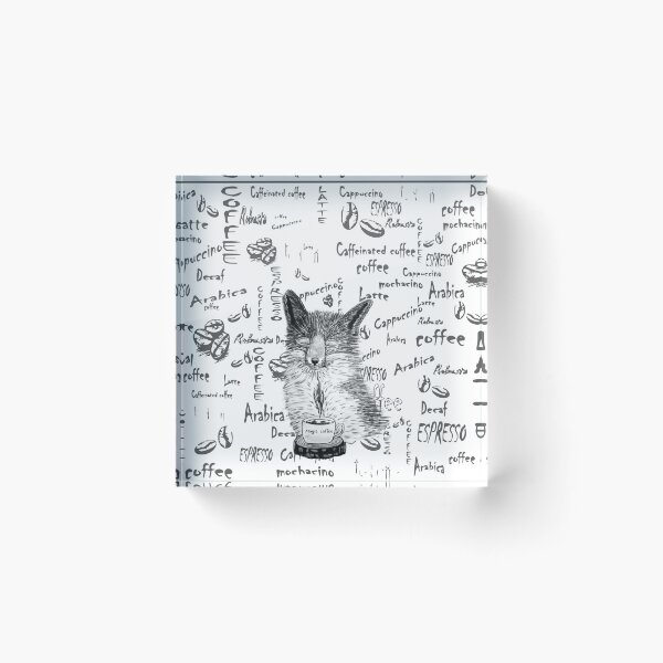 Item preview, Black and white fox enjoying coffee designed and sold by LiskaPS.