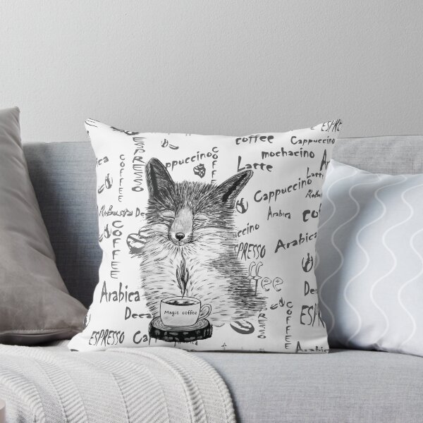 Item preview, Black and white fox enjoying coffee designed and sold by LiskaPS.