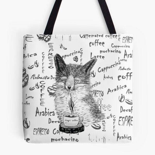 Item preview, Black and white fox enjoying coffee designed and sold by LiskaPS.