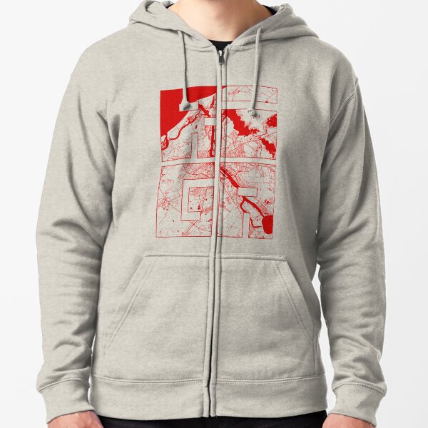 Riga City Map of Latvia - Oriental Zipped Hoodie