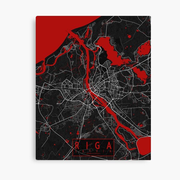 Riga City Map of Latvia - Oriental Canvas Print
