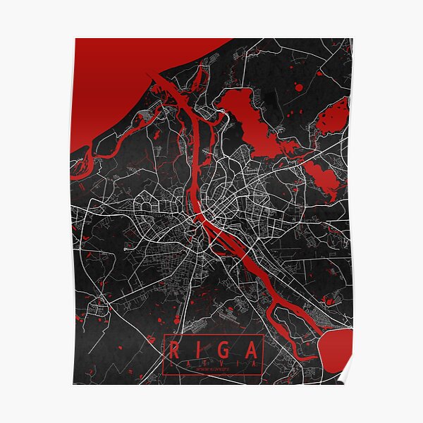 Riga City Map of Latvia - Oriental Poster