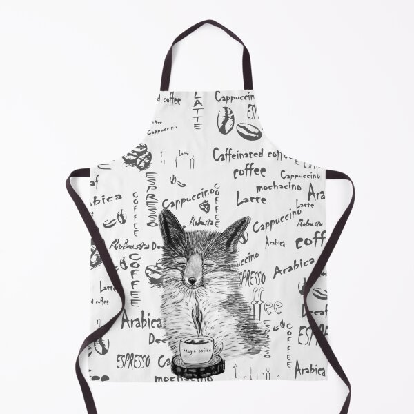 Item preview, Black and white fox enjoying coffee designed and sold by LiskaPS.