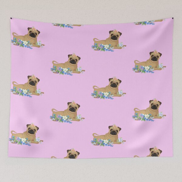 Item preview, Pug Doggie With Colorful Flowers Design designed and sold by EarthArtDesigns.