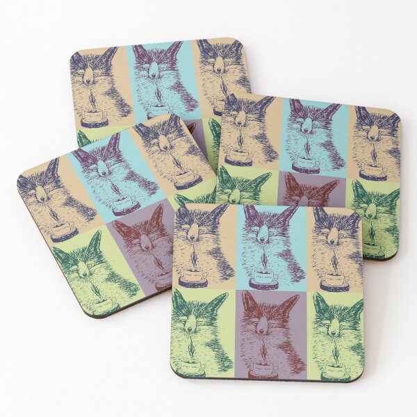 Item preview, Colorful foxes enjoying coffee designed and sold by LiskaPS.
