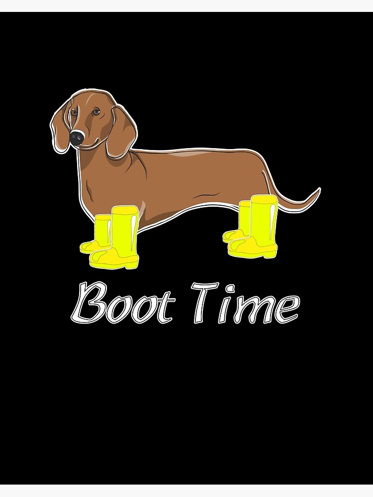 Stiefel Zeit süßer Dackel mit Gummistiefeln Galeriedruck