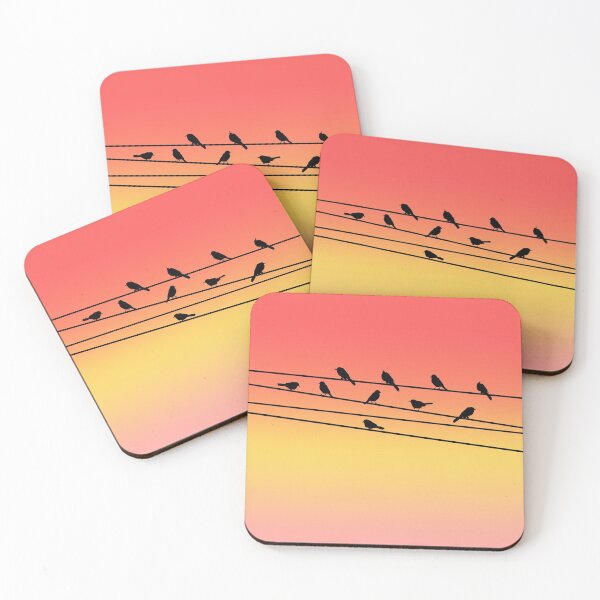 Item preview, Birds on Power Lines Pink Sunset Gradient designed and sold by Julie Erin Designs.