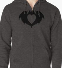 Clandestine Bat Heart - Black Zipped Hoodie