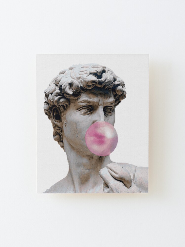 "Statue Of David bubble gum popping" Mounted Print by Tema01 Redbubble