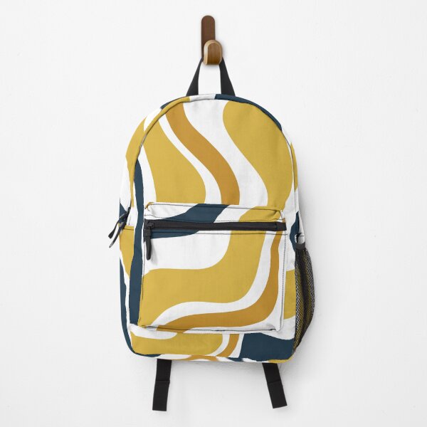 Item preview, Retro Liquid Swirl Abstract Pattern in Mustard Yellow, Navy Blue, and White designed and sold by kierkegaard.