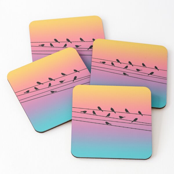 Item preview, Birds on Power Lines Rainbow Sunset Gradient designed and sold by Julie Erin Designs.