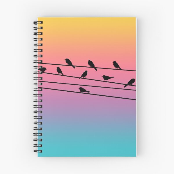Item preview, Birds on Power Lines Rainbow Sunset Gradient designed and sold by Julie Erin Designs.