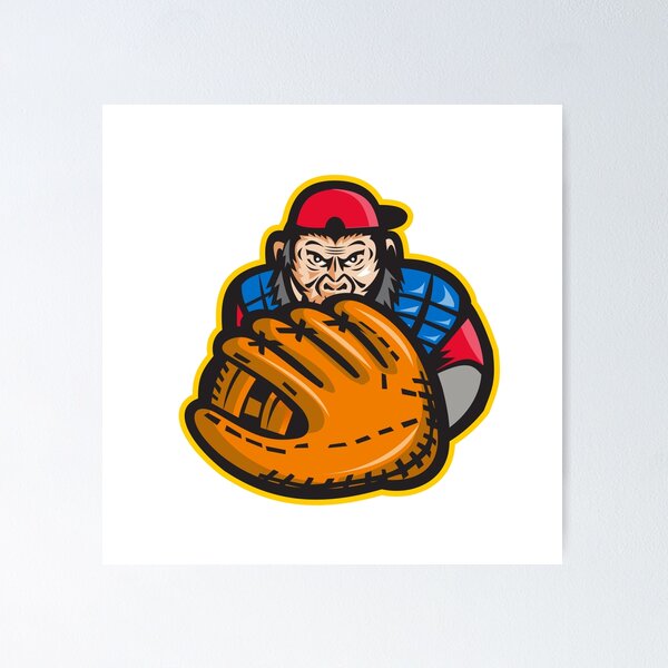 Item preview, Chimpancé Baseball Catcher Glove Retro designed and sold by patrimonio.