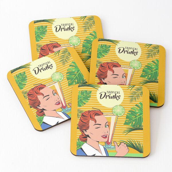 Item preview, Art woman blinking eyes tropical drinks cute designed and sold by Cordiality.