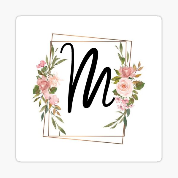 Letter M Initial Monogram Wall Decor - Floral Alphabet Art Home Decoration  for Bedroom, Living Room, Bathroom, Office - Personalized Monogrammed Gift