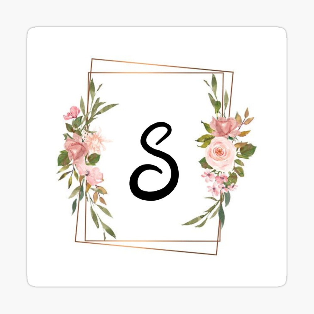 Letter S Floral Monogram Initial Novelty Suede Leather Metal Bracelet