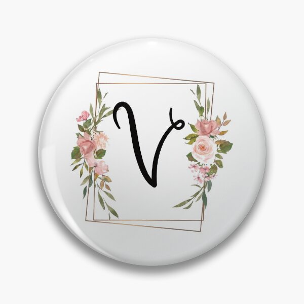 Item preview, Floral letter V monogram designed and sold by JustSeasons.