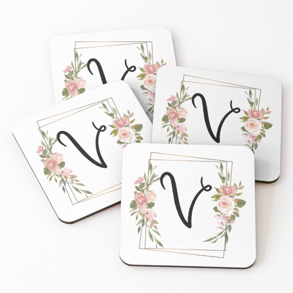 Item preview, Floral letter V monogram designed and sold by JustSeasons.