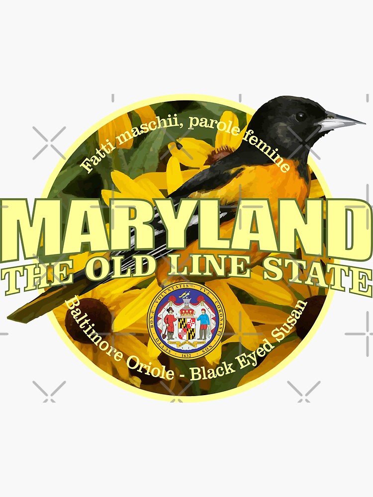 Thumbnail 3 of 3, Sticker, Maryland (state bird & flower) designed and sold by curranmorgan.