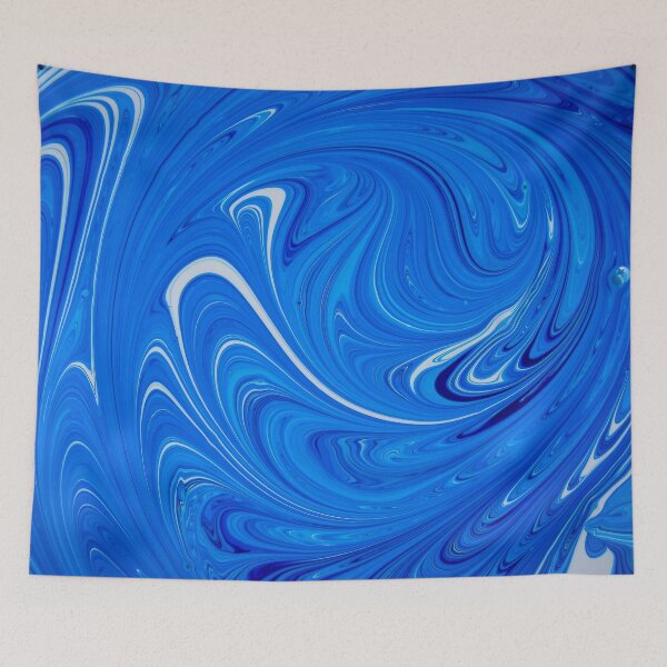 Item preview, Abstract blue and white paint swirls designed and sold by Photostacia.