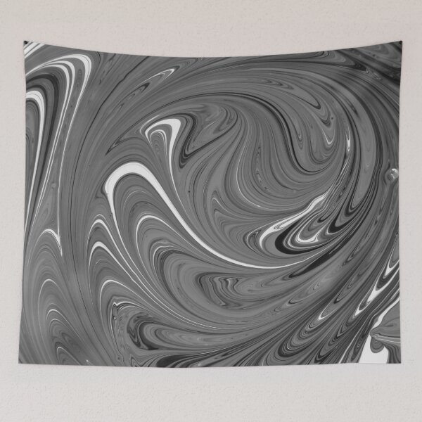 Item preview, Abstract black and white paint swirls designed and sold by Photostacia.