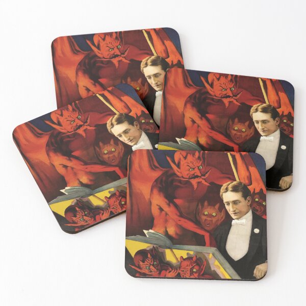 Item preview, Magician with the Devil and demons, vintage poster designed and sold by monsterplanet.