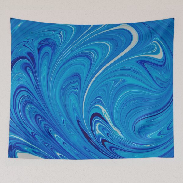 Item preview, Abstract blue and white paint swirls designed and sold by Photostacia.