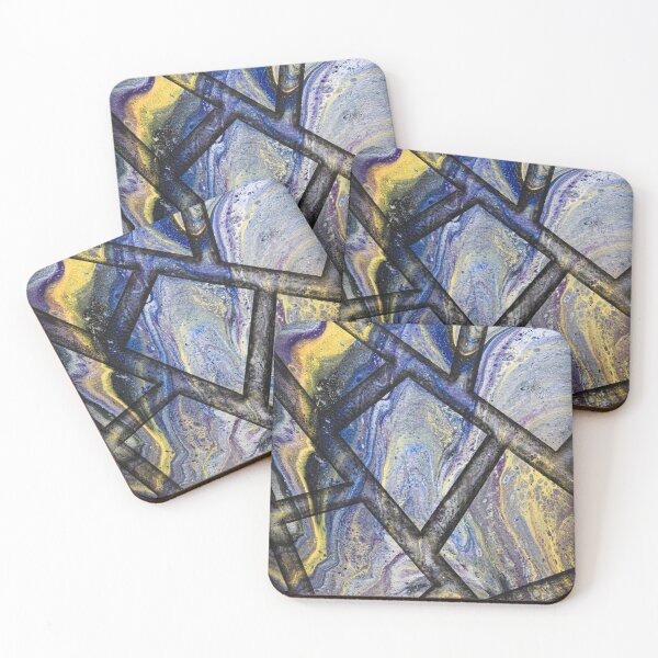 Item preview, MARBLE FLOW Soft Vivid Blue Silver Purple Yellow 3D Abstract Acrylic Painting designed and sold by Alistair Coull.